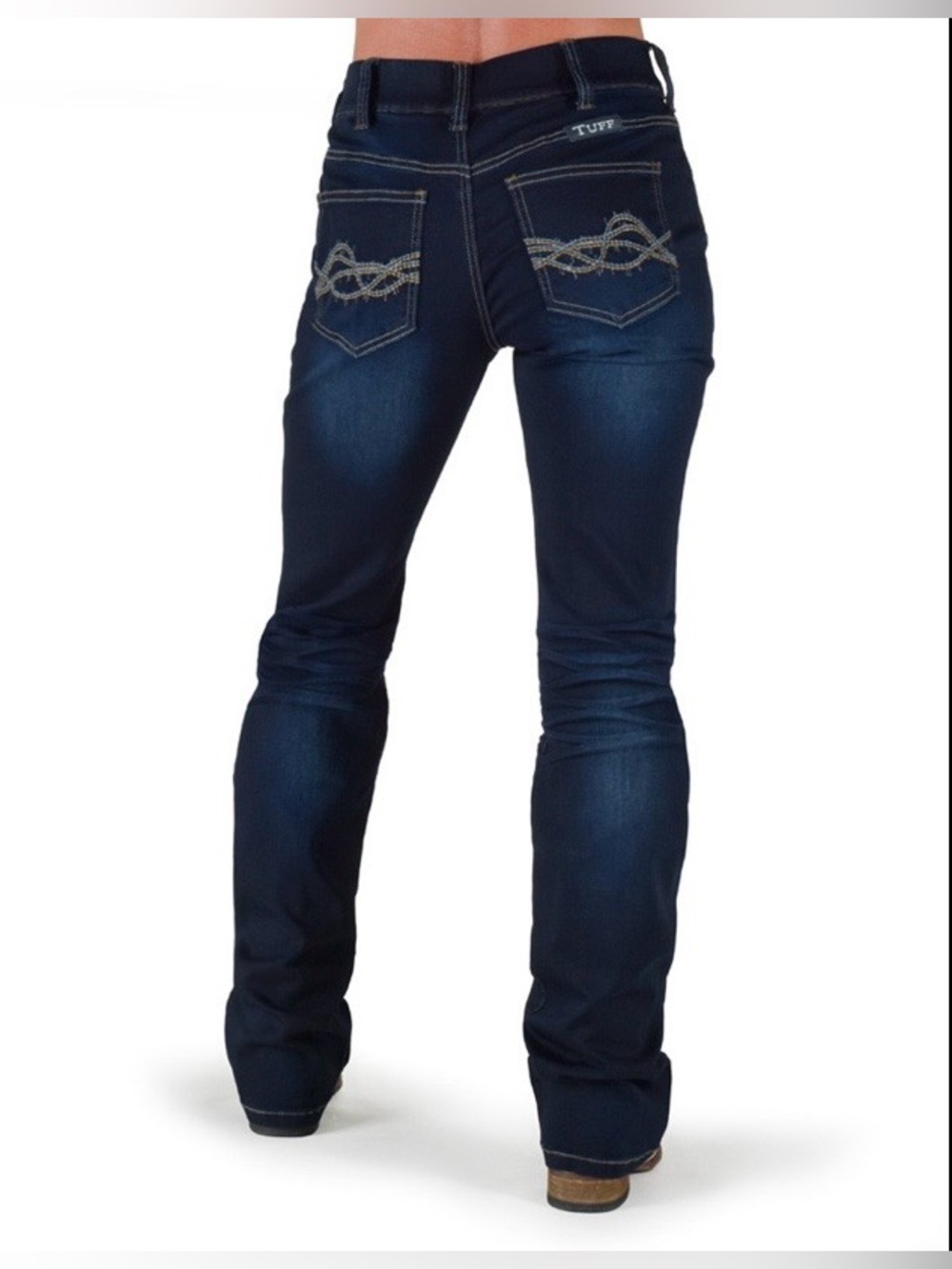 Womens Cowgirl Tuff Pull On Dark DFMI Bootcut Jeans, Size XS Short